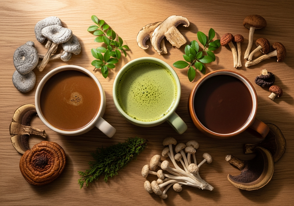 Guide des boissons adaptogènes : café, matcha et cacao aux champignons
