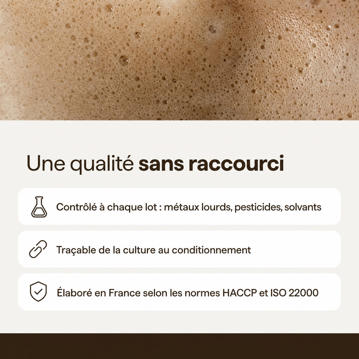 Qualité Mushee : contrôles à chaque lot, traçabilité, normes HACCP et ISO 22000