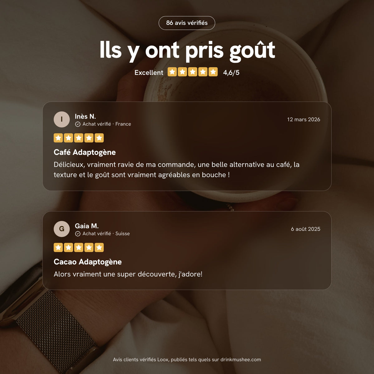 Avis clients vérifiés Mushee : 4,6 sur 5, 86 avis
