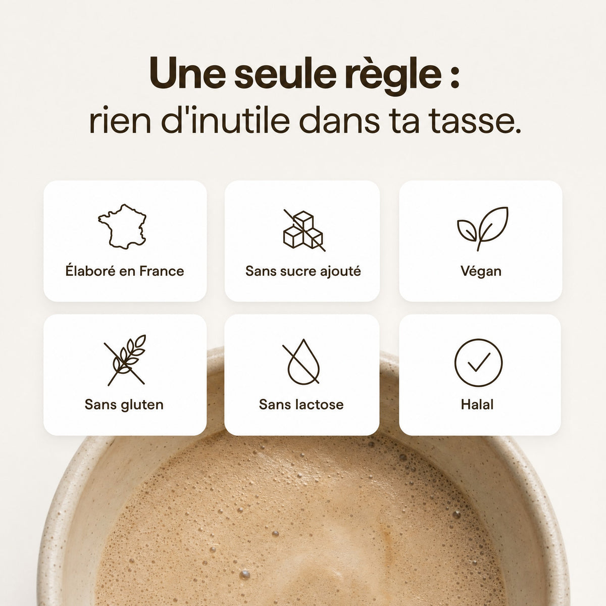 Mushee : élaboré en France, sans sucre ajouté, végan, sans gluten, sans lactose, halal